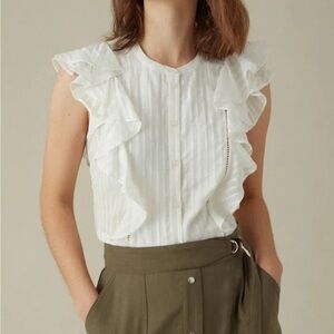 Karen Millen White Ruffled Button-Up Blouse - Sz 12